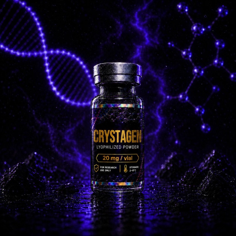 BT BioLabs Crystagen 20mg lyophilized peptide vial for B2B supply